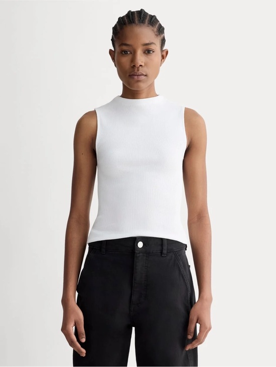 Everlane Tops - Everlane The Luxe Rib Funnel-Neck Tank White Size XXS NWOT